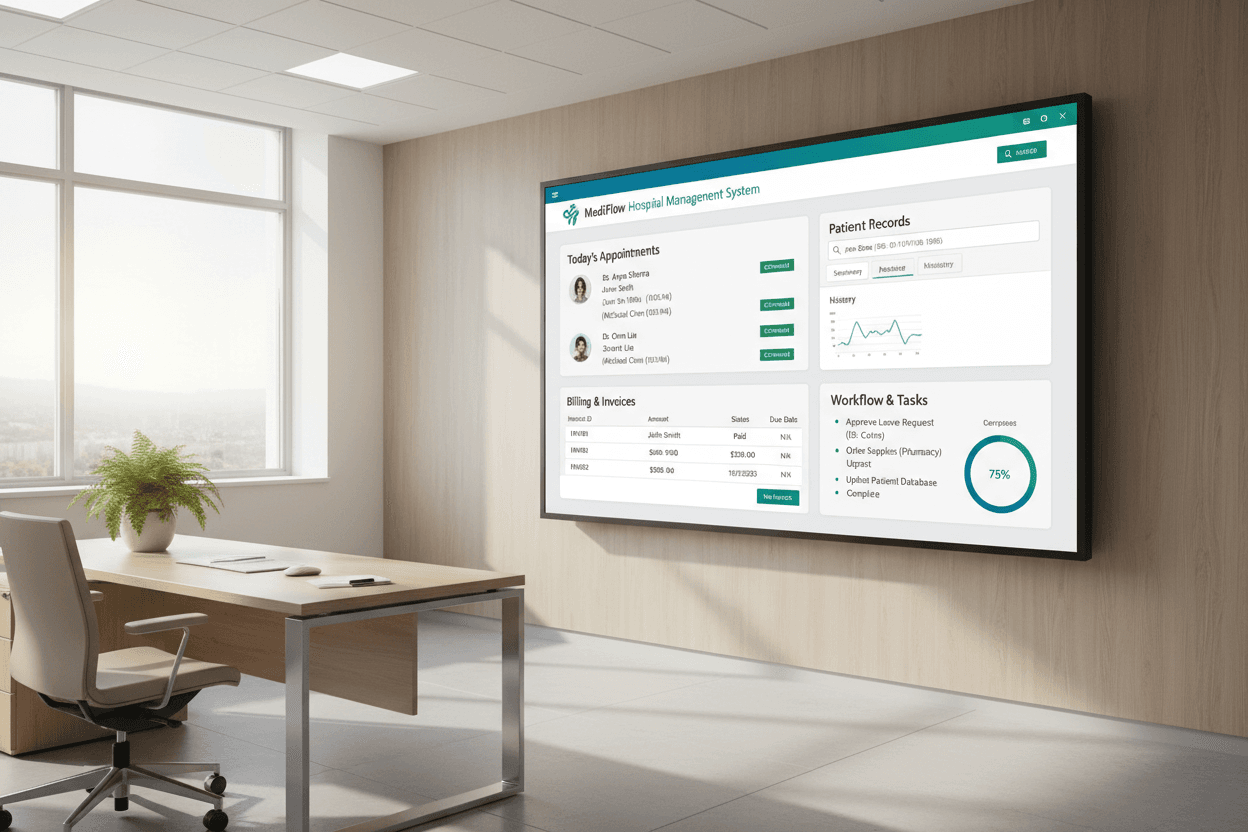 TekCare CMS Dashboard Mockup